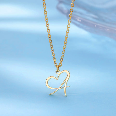 Gold Stainless Steel Initial Necklace – Nice Birthday Gift with Free Shipping