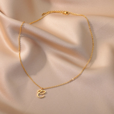 Gold Stainless Steel Initial Necklace – Nice Birthday Gift with Free Shipping